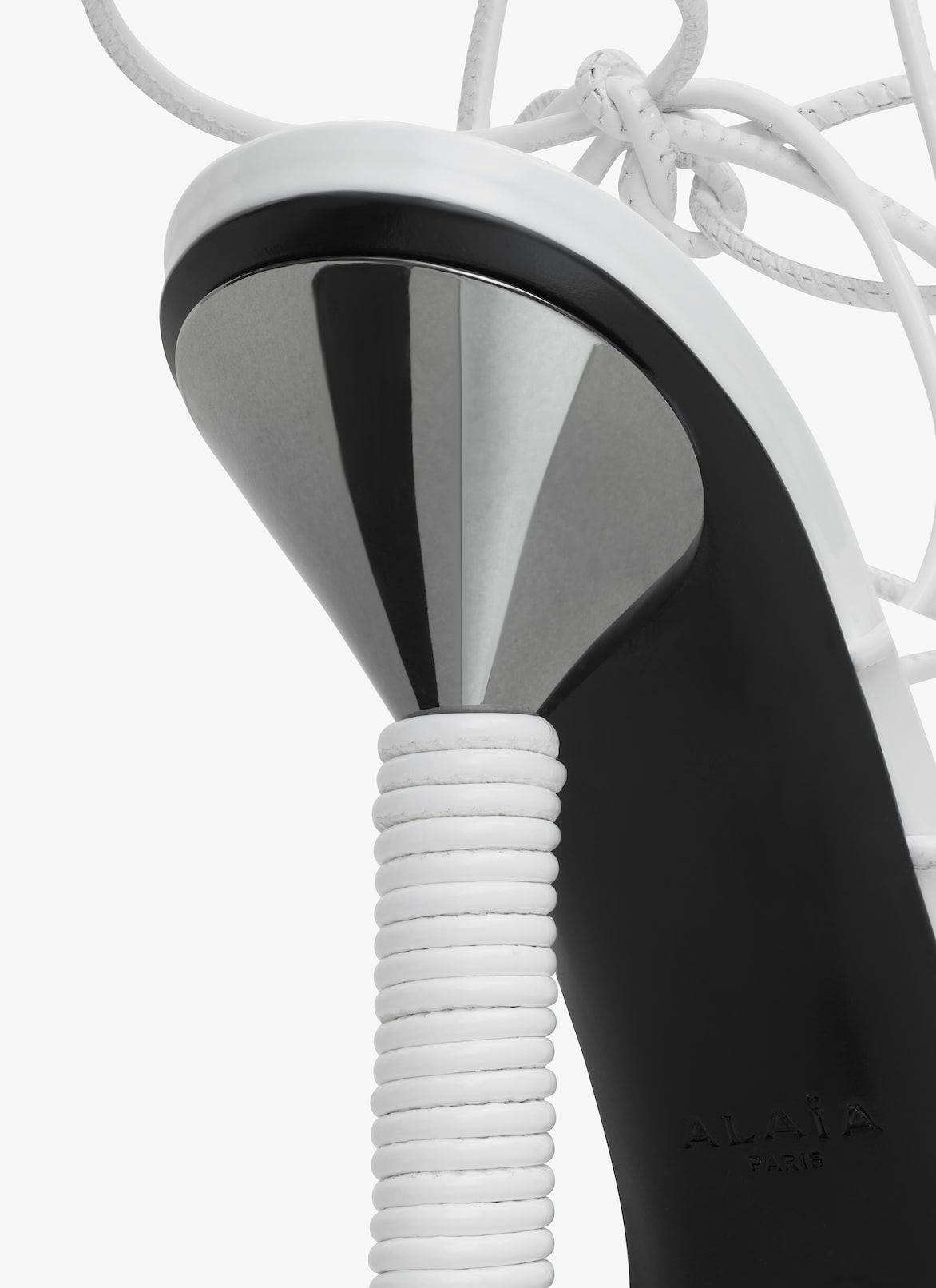 BOBINE SANDALS IN LAMBSKIN ALAÏA WHITE/SILVER BOBINE SANDALS IN LAMBSKIN